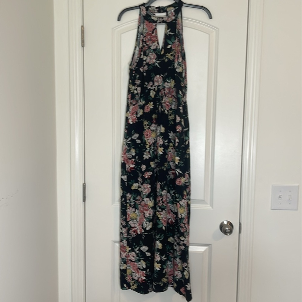 Xhilaration Floral Print High Neck Maxi Dress L